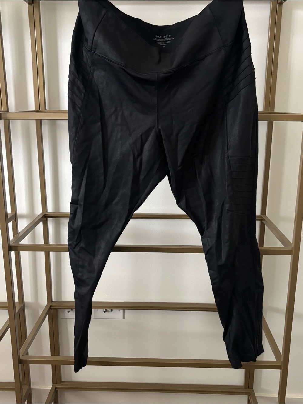 Athleta Black Delancey Gleam Moto Tights